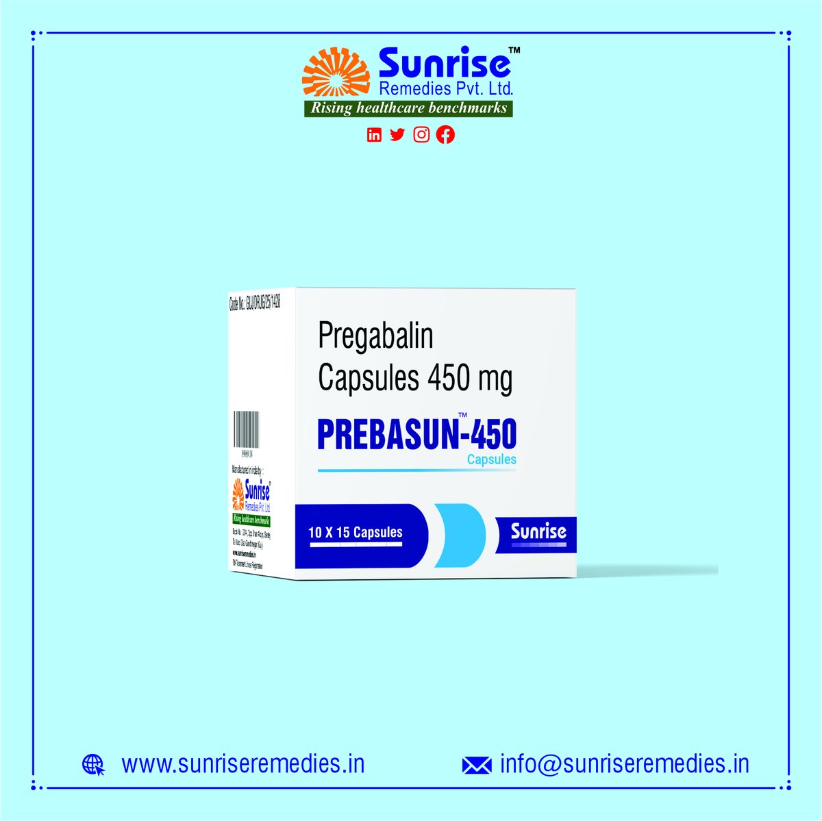 sunriserem's tweet photo. Prebasun Generic #Pregabalin Capsules is a big name in the pharmaceutical world. Manufacturer From Sunrise Remedies Pvt. Ltd.

Read more: https://t.co/pLTflhsSVC

#Prebasun #Pregabalincapsules #Pharmaceutical #Manufacturer #Manufacturing #Export #Lifesaving #Formulation https://t.co/kl5k6VKRdx