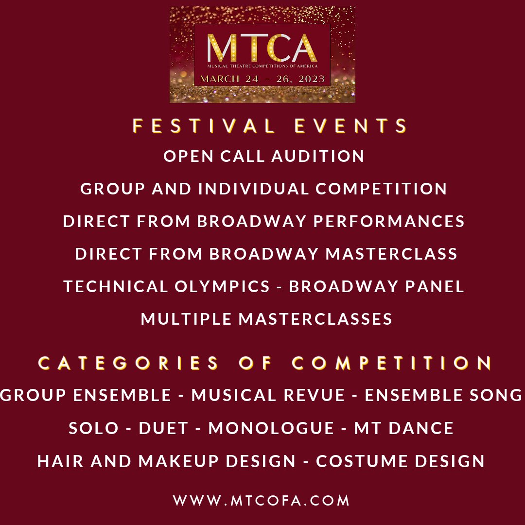 A weekend filled with Musical Theatre performances, education and connecting with students from across the country that share a passion for Theatre 🎭.          mtcofa.com         #musicaltheatre #theatreeducation
