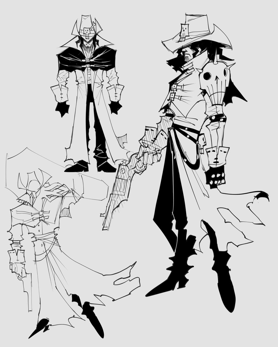 From left to right, design process on a cowboy I've been workin on 