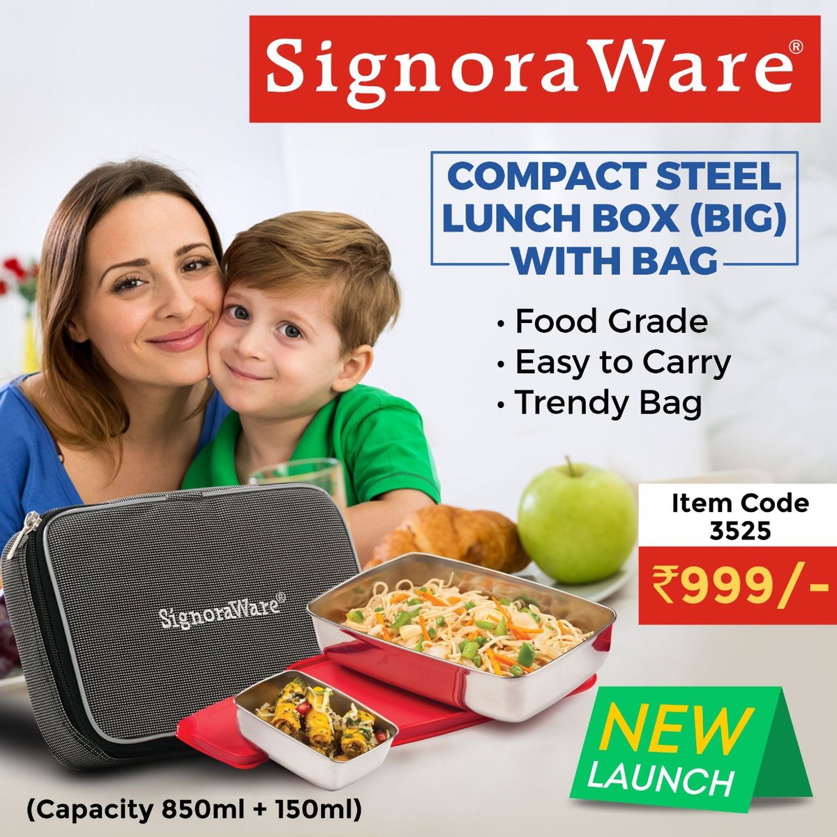 SignoraWare's tweet photo. New Launch
Compact Steel Lunch Box (Big) with Bag - Compact yet Complete
#signoraware #compactsteellunchboxbig #biglunchbox #steellunchbox #lunchboxwithbag #steellunchboxwithcontainer #lunchbox #steelbody #steel #virginplasticlid #professionals #kids #students https://t.co/6XNyaL32Mg