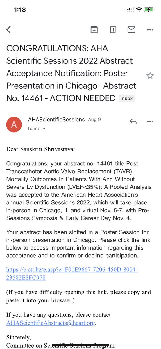 Exciting times! Looking forward to meeting my dearest friends and mentors and present my research on TAVR outcomes at AHA 22 in the Windy City!! @AHAScience @WomenAs1 #cardiotwitter