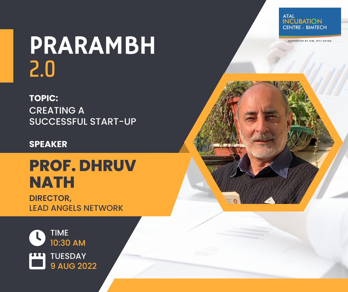 aicbimtech's tweet photo. #PRARAMBH 2.0
Another impactful session was taken by Prof Dhruv Nath, Director at Lead Angel Network on "Creating a Successful Startup". The presentation was really engaging and fantastic. 🏋️

#aicbimtech #aicbimtechprograms https://t.co/fkUFfjTKVp