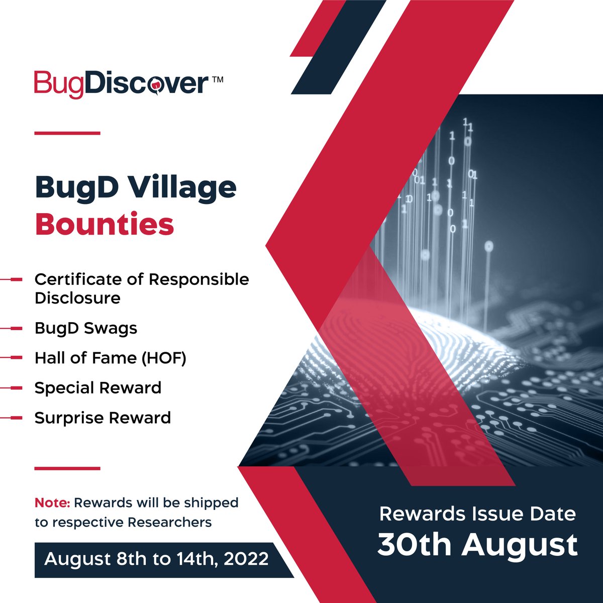 bugdiscover_'s tweet photo. BugD Village is already LIVE. Enroll soon to win exciting Rewards from BugDiscover. 

Enroll Now: https://t.co/DK14J6Gc50

#Bugbounty #BugDiscover #BugDVillage #responsibledisclosure #infosec #BugDresearchers #Securityresearchers #BugDSwags #HallofFame #SurpriseRewards https://t.co/mSP8a5Mw4r