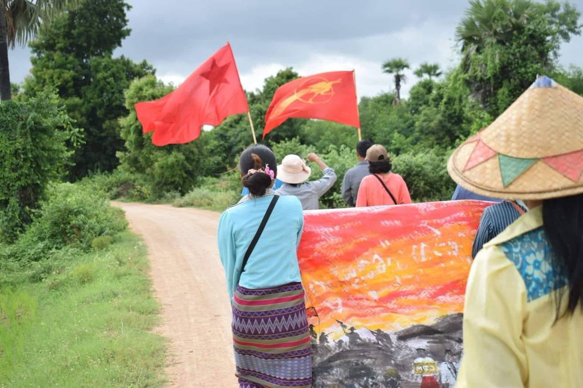 TTFR__Myanmar's tweet photo. Joint forces of pro-democracy villagers of several villages from northern Salingyi township and eastern Yinmarbin township staged a strike against military dictatorship.  #2022Aug10Coup #LegalizationOfNUG #WhatsHappeningInMyanmar https://t.co/yXquMVsGE9