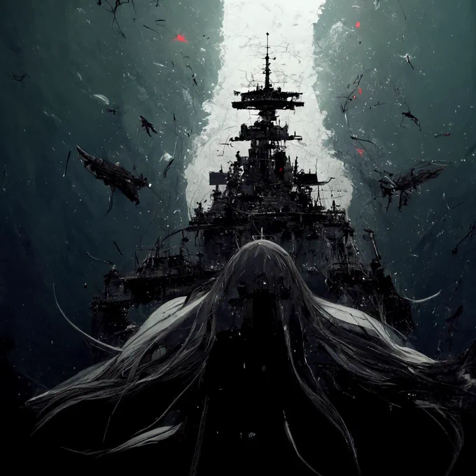 AIさんが描いた深海棲艦②...雰囲気最高!! 