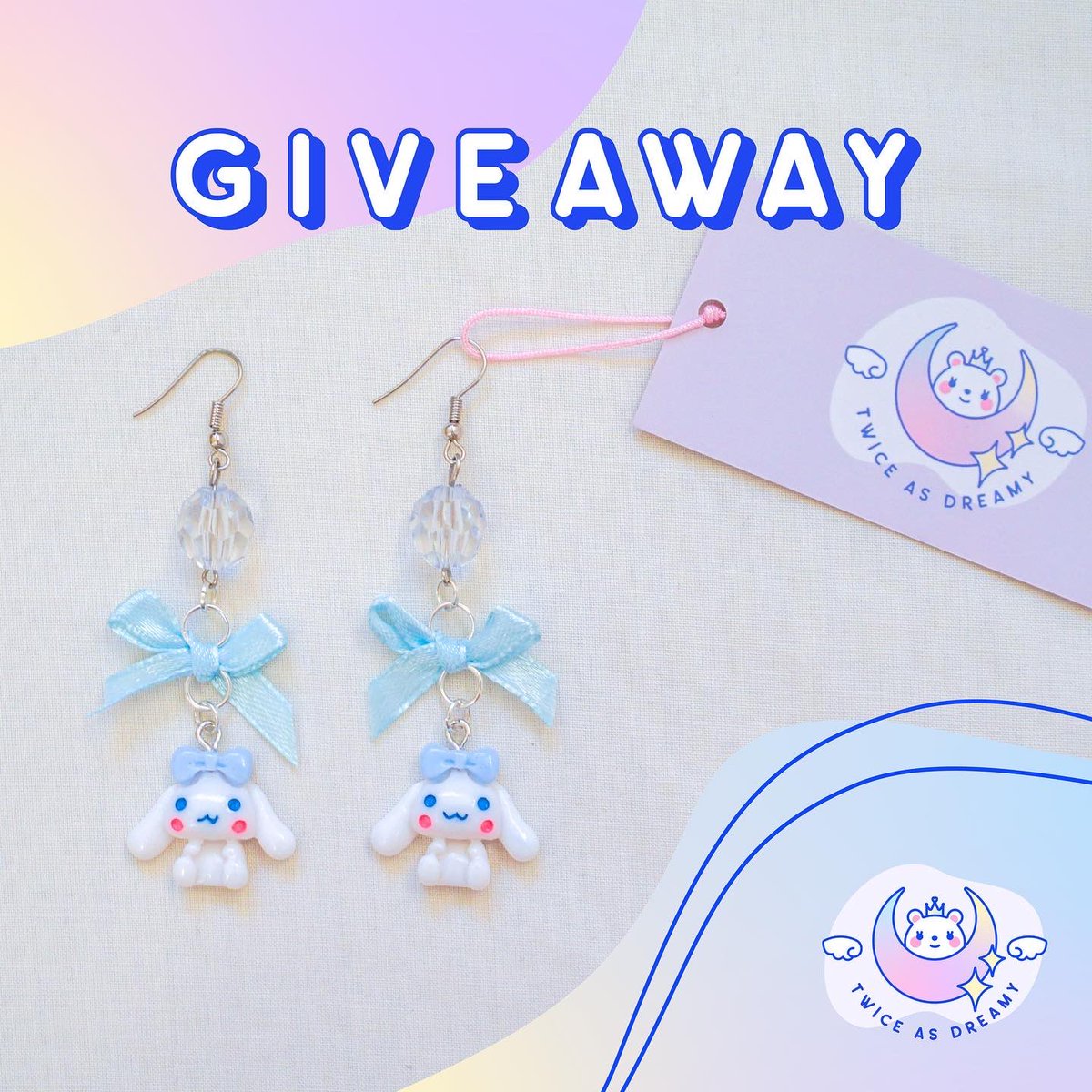 Want to win these adorable Cinnamoroll earrings? 🥺🥰

✨ TO ENTER: ✨
- Go to my Instagram <a href="/twiceasdreamy/">Twice As Dreamy</a>
- Find this post!
- Follow the instructions in the description 🥰

#kawaii #japan #sanrio #cinnamoroll #pastel
