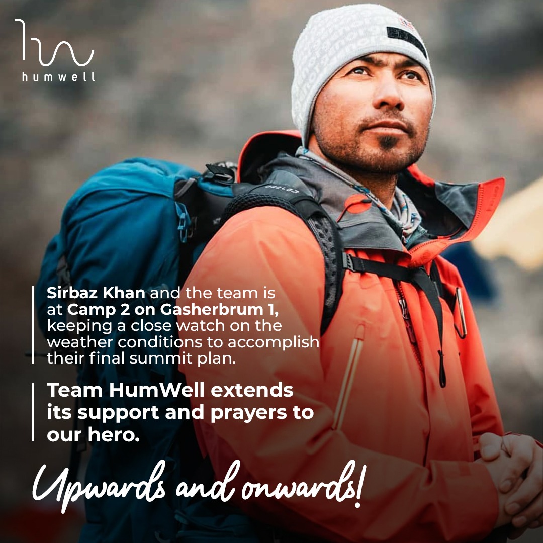 hum_well's tweet photo. Sirbaz Khan has reached Camp 2 on the 11th highest mountain in the world, Gasherbrum 1. We hope that the weather remains stable for him and his team to make the final summit plan victorious.
#TeamHumWell wishes Sirbaz Khan the best of luck for the expedition ahead.
#HumWell https://t.co/Co9AXicbUb