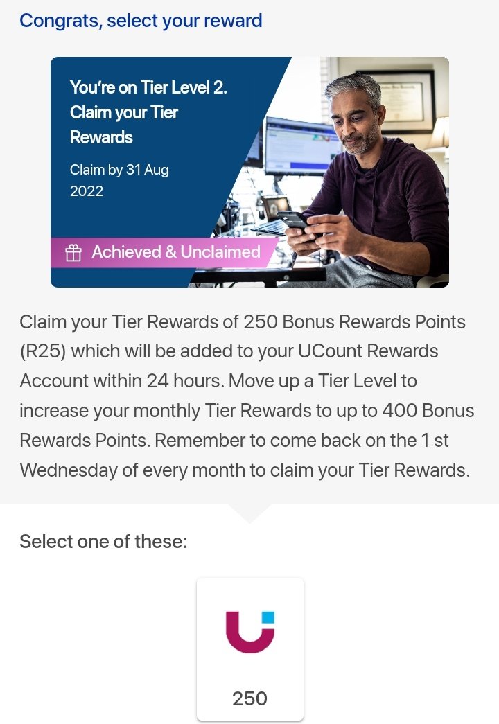 Dksondj's tweet photo. #ucount I just claimed my Tier Rewards with Standard Bank.
Earn rewards points everytime you swipe your qualifying Standard Bank Credit, Cheque or Debit Card from qualifying Rewards Retailers. https://t.co/Y6wH66UvvR