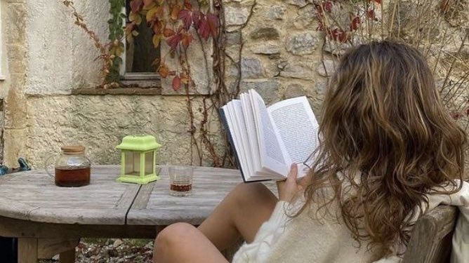 Reading outside on a hot summer day