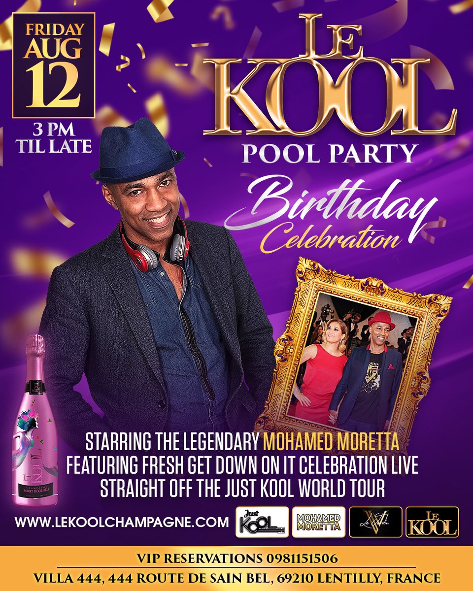 Come Celebrate my 18 with 43 years of experience birthday at  Le Jardin Villa 444 in Lyon, France
Experience Le Kool Pool Party where we will unveil The First Lady Rosé Special Edition Champagne!