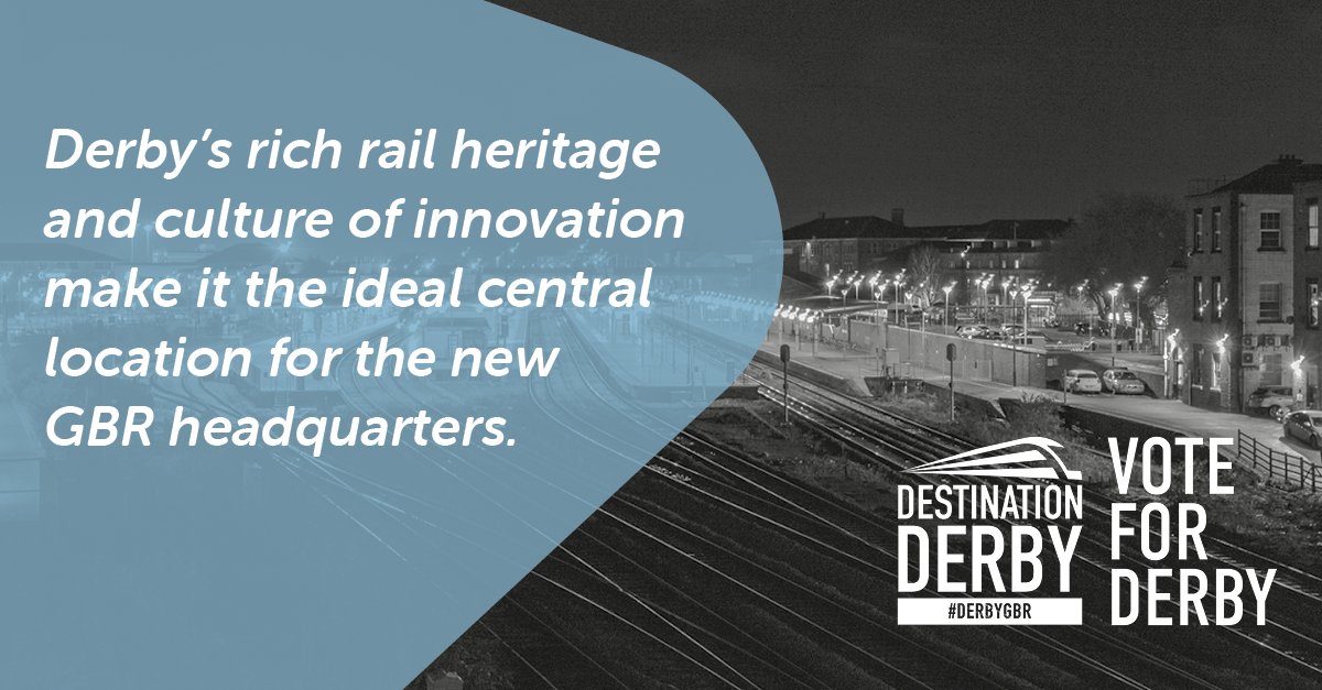 Derby is bidding to be the new home of Great British Railways (GBR). Voting closes on the 15th of August, so make sure you have your say.

Vote here, it only takes a minute: bit.ly/GBRDerby

#DestinationGBR #DerbyGBR #DestinationDerby #GreatBritishRailways