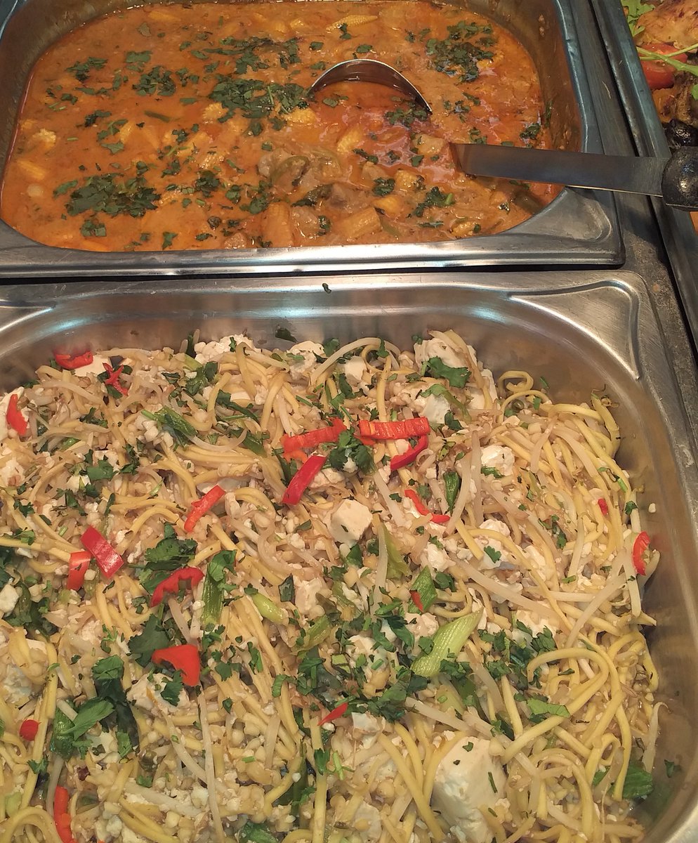 RDEcatering's tweet photo. It's Thai curry theme day in TLC today with dishes including Vegetable Pad Thai, Lemongrass Beef Stew Noodles and Thai Turkey Cakes with Chilli Sauce. https://t.co/9zqyE8UkM9