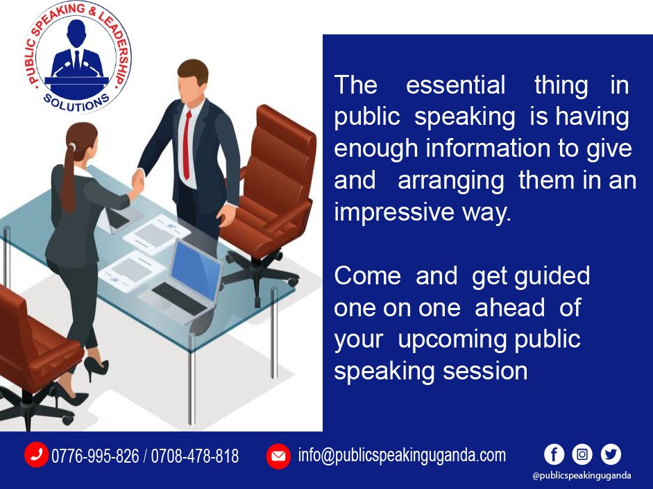 PublicSpeakUg's tweet photo. Equip yourself with enough information on the topic of discussion prior to your public speaking session.
#PublicSpeakingUg https://t.co/N73IOg3tYa