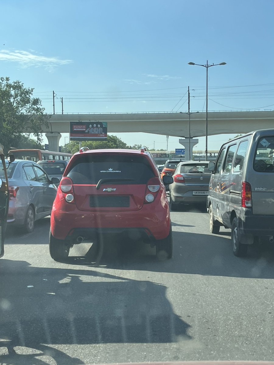 Divya Jindal (@divya1127) on Twitter photo So looks like we are already living in the future now !
Atleast this #Delhiboy is living it big in his mini #chevrolet 🚗
Rebel check on point 👌🏻:
No number plate ✅
Tinted glasses ✅
Modified tyres ✅
Attitude-badass ✅
<a href="/DelhiPolice/">Delhi Police</a> <a href="/dtptraffic/">Delhi Traffic Police</a> So looks like we are already living in the future now !
Atleast this #Delhiboy is living it big in his mini #chevrolet 🚗
Rebel check on point 👌🏻:
No number plate ✅
Tinted glasses ✅
Modified tyres ✅
Attitude-badass ✅
<a href="/DelhiPolice/">Delhi Police</a> <a href="/dtptraffic/">Delhi Traffic Police</a>