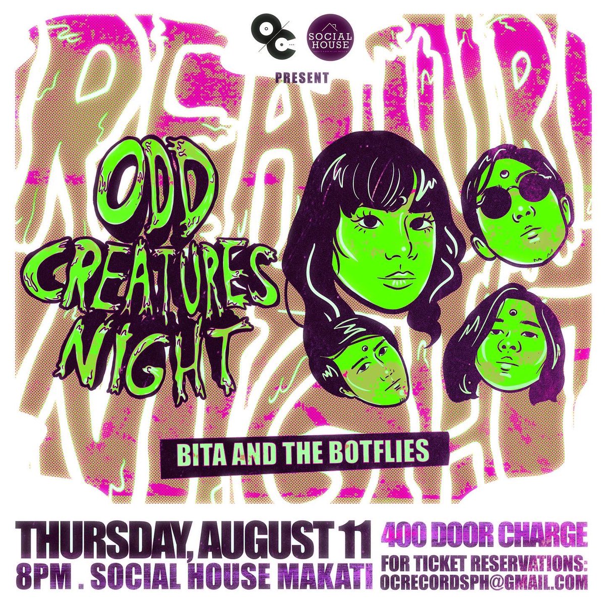 OCRecordsPH's tweet photo. TOMORROW IS THE DAY!
@TheBotflies will be performing LIVE with Crash, Eugene Layug, Pappel, Kenaniah and Sean Oquendo at Social House Makati for #OddCreaturesNight π€π»
For tickets, email ocrecordsph@gmail.com
#BATB #OCRecords https://t.co/wSCzBjqJRy