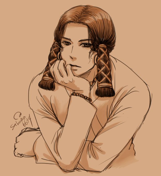 暑かったのでアンニュイな美豆良を描いた 