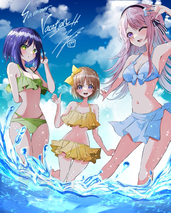 ご依頼で描かせていただきました
木乃華サクヤちゃん、葵わさびちゃん、調月音葉ちゃんです!
この度はご依頼ありがとうございました!🌴🌺✨
#サクヤ絵馬
#わさびあーと 
#おとはっぴーアート
Yupiteru+ 