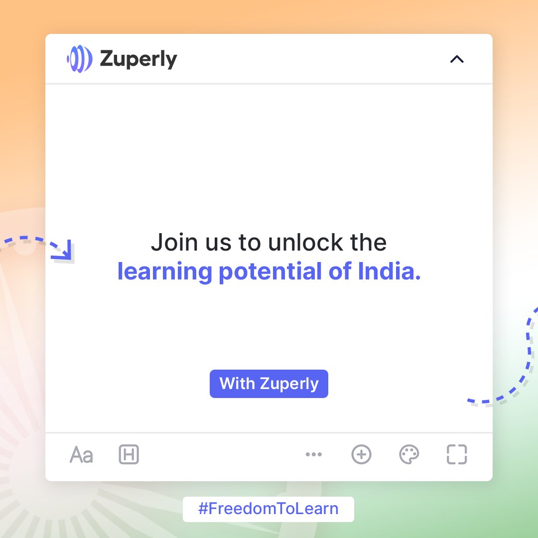 sureshmopuru's tweet photo. We are celebrating the 75th Independence day of our Incredible Nation through our initiative "Freedom To Learn"

@ZuperlyHQ  is opening up access to folks in India exclusively for 24 hours only on the 15th of August.

1/2 https://t.co/6PTBX2qHPo