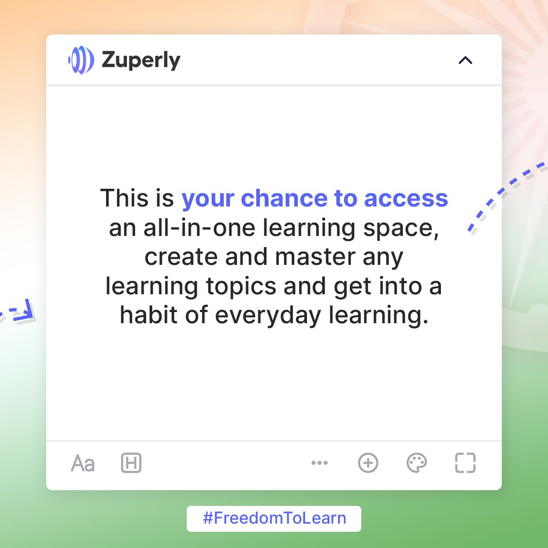 sureshmopuru's tweet photo. We are celebrating the 75th Independence day of our Incredible Nation through our initiative "Freedom To Learn"

@ZuperlyHQ  is opening up access to folks in India exclusively for 24 hours only on the 15th of August.

1/2 https://t.co/6PTBX2qHPo