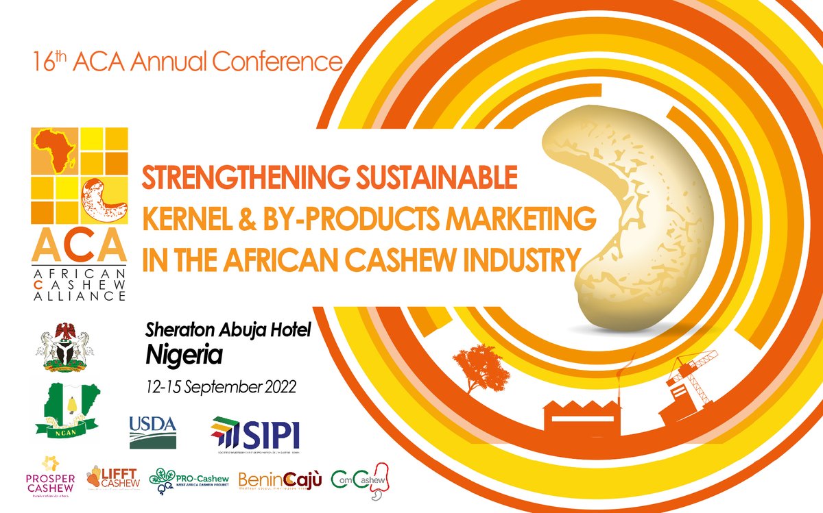 AfricanCashew's tweet photo. Patronize the 16th #ACAAnnualCashewConference & access a tailored sponsorship package to build your business adequately!
Patronize here: https://t.co/uLrBUtBfOR
#Sponsorship #LearnAndNetwork #Abuja2022 @prospercashew @sustainablenut @cmacgm @CommodAfrica @USDA @CNFA @ComCashew https://t.co/RL6wOwqaL9