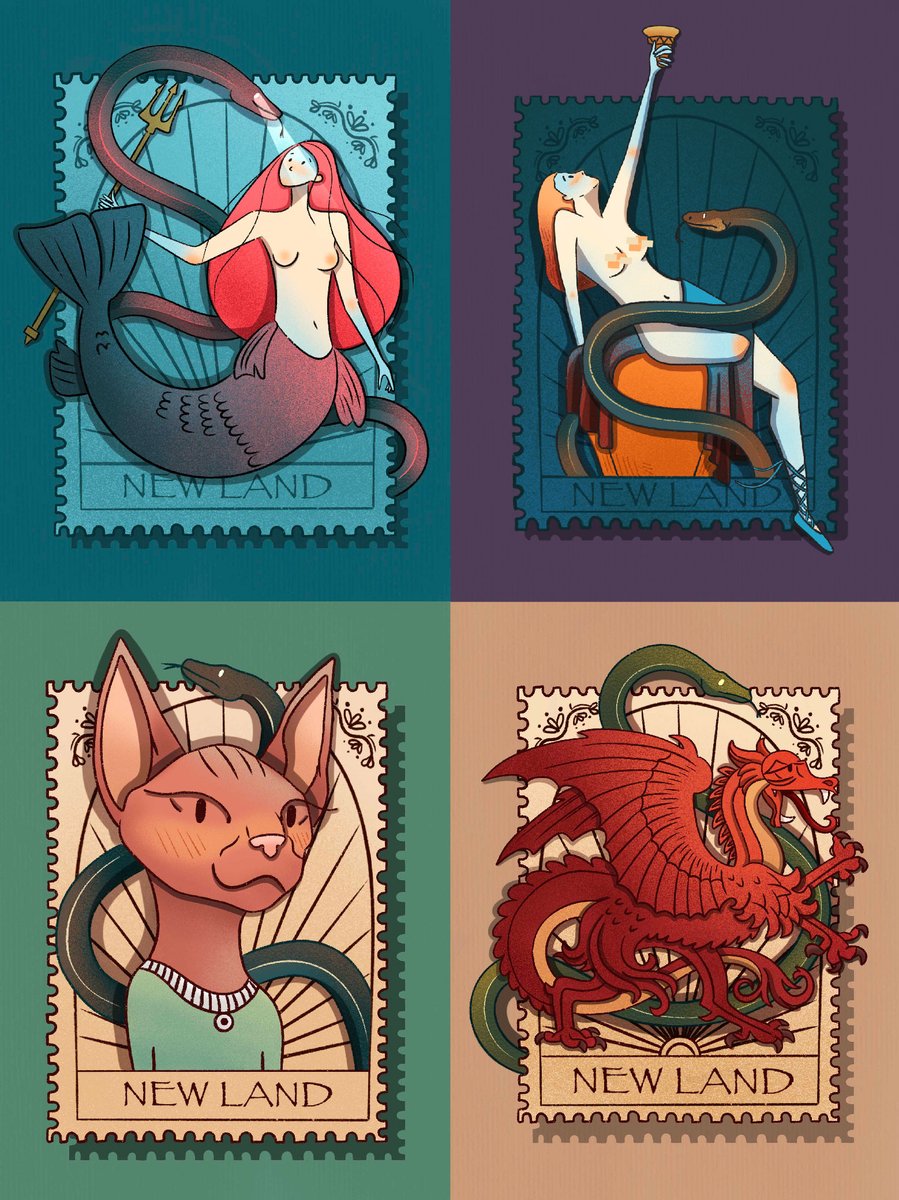 My Stamp Collection✨✨🧜‍♀️🐉🐍🐱✨✨

🔴0.02 -0.04 #ETH 
#NFT #Creator #nftart #NFTartists 
rarible.com/Elahemirzaali