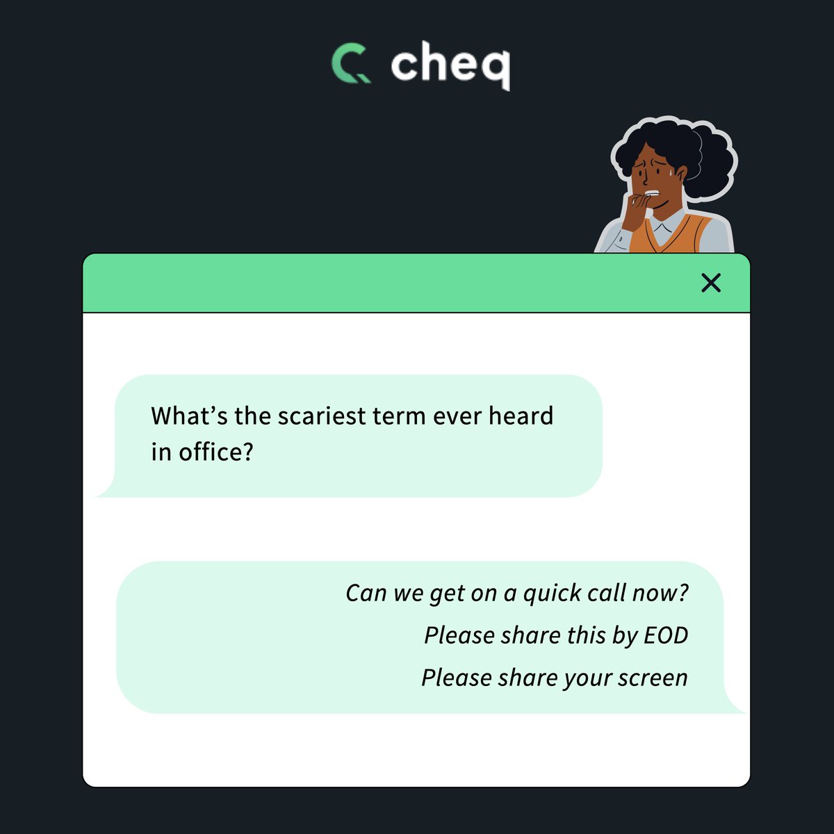 cheqit_'s tweet photo. Don't we all relate to this? π¬
#workculture #office #workcalls #CheqIt #CheqKaroAnywhere #CheqWallet #DigitalBanking #Postpaid https://t.co/6MWGgtfRwd