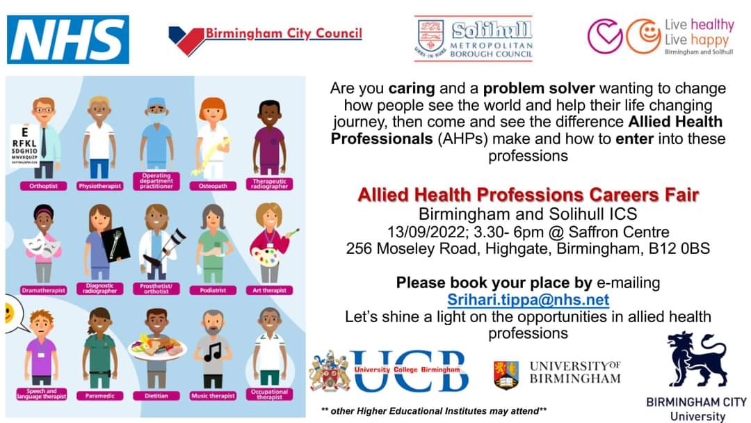 S_parkes101's tweet photo. Why not registered and pop along to find out about the amazing roles within the #AHP professions @BSol_ICS https://t.co/Twxhi6NMDA