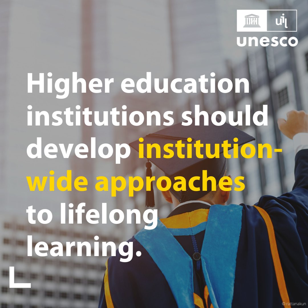 #HigherEducation institutions should develop institution-wide approaches to #lifelonglearning that adhere to all three missions of higher education: teaching, research &amp; wider societal engagement. 

Learn more in our policy brief 👉🏼 on.unesco.org/387hF5S #UnleashTheTalent