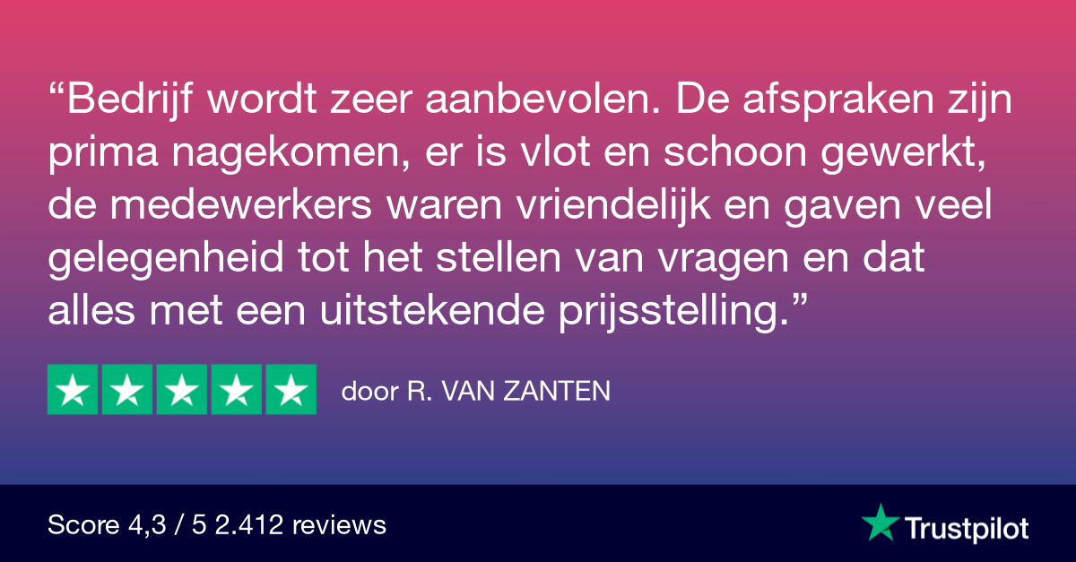 Wat een mooie review, daar doen we het voor!💪
Onze missie: het voor mensen zo makkelijk mogelijk maken om hun woning te verduurzamen, om energie en energiekosten te besparen. Onze servicedesk en adviesteam staan altijd klaar om te helpen. Top dat bewoners daar tevreden mee zijn!
