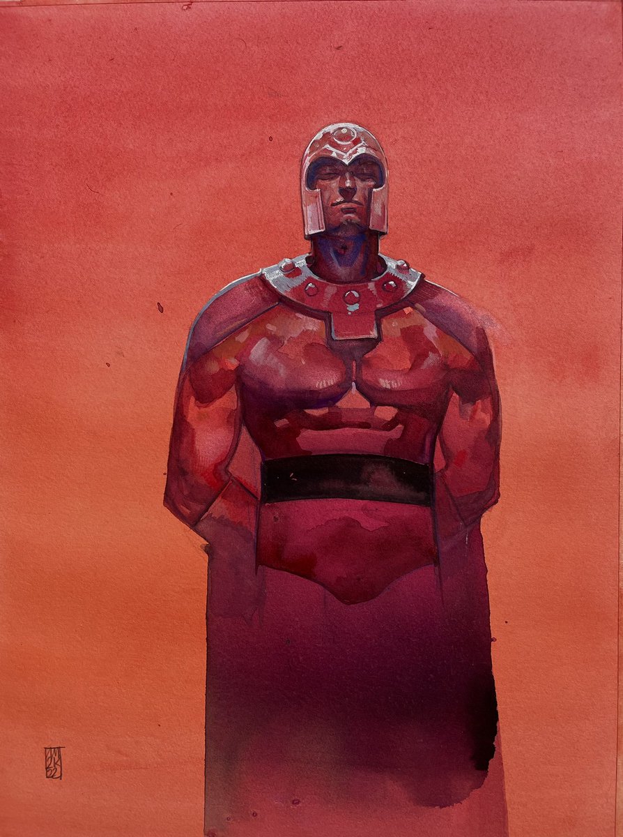 Magneto day dreaming. Watercolor s and tempera. 12x16 available.