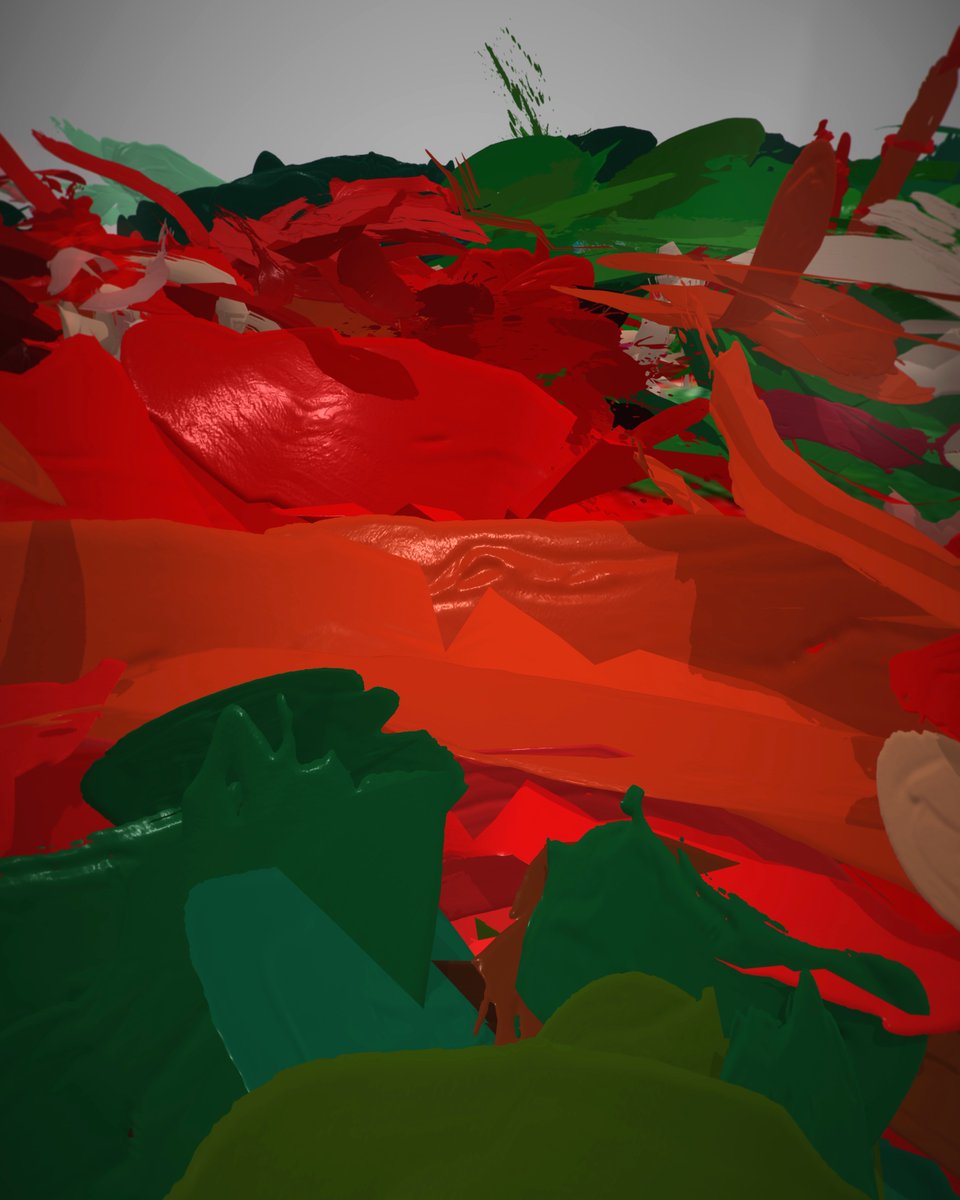 _AlisonGoodyear's tweet photo. Another pic of my virtual abstract painting #VーABpainting #slowpainting ‘Green Palette No.1' which was shortlisted for the #beeppaintingprize2022 #elysiumgallery on till 10th Sept #TiltBrush #OpenBrush #AlisonGoodyear #PollockKrasnerFoundation #PKF #palette #VRア #art #phygital https://t.co/YXCrvRPndx