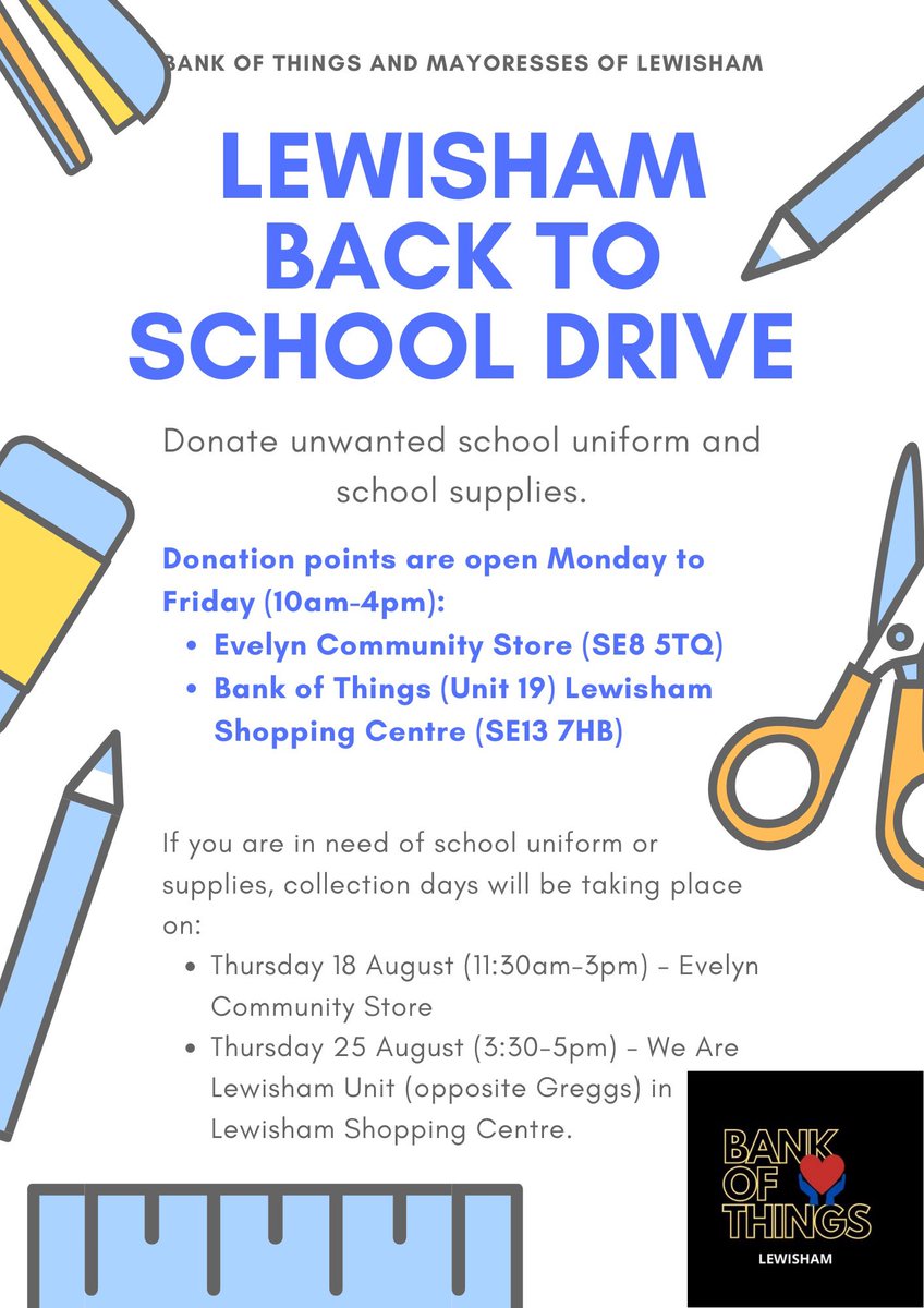 LewishamMayores's tweet image. One week to go to our school uniform give away…please re share the leaflet. A slight change of dates/venues!