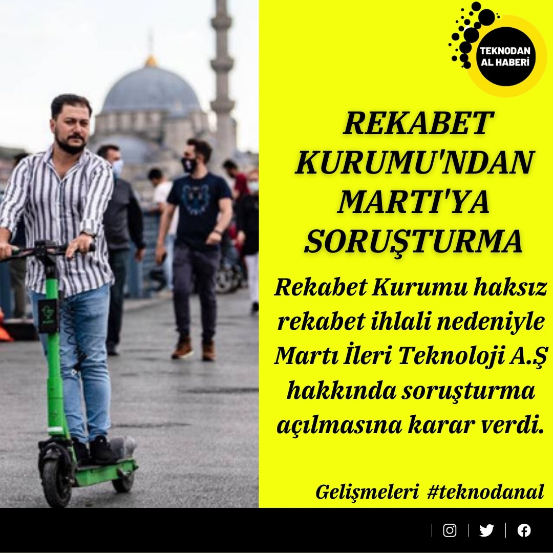Teknodanalhaber's tweet photo. 📌REKABET KURUMU'NDAN MARTI'YA SORUŞTURMA
▶️Rekabet Kurumu haksız rekabet ihlali nedeniyle Martı İleri Teknoloji A.Ş hakkında soruşturma açılmasına karar verdi.
📢Gelişmeleri #Teknodanal
#teknodanalhaberi #rekabetkurumu #martı #soruşturma #Scooter https://t.co/ATCk4MGuDT