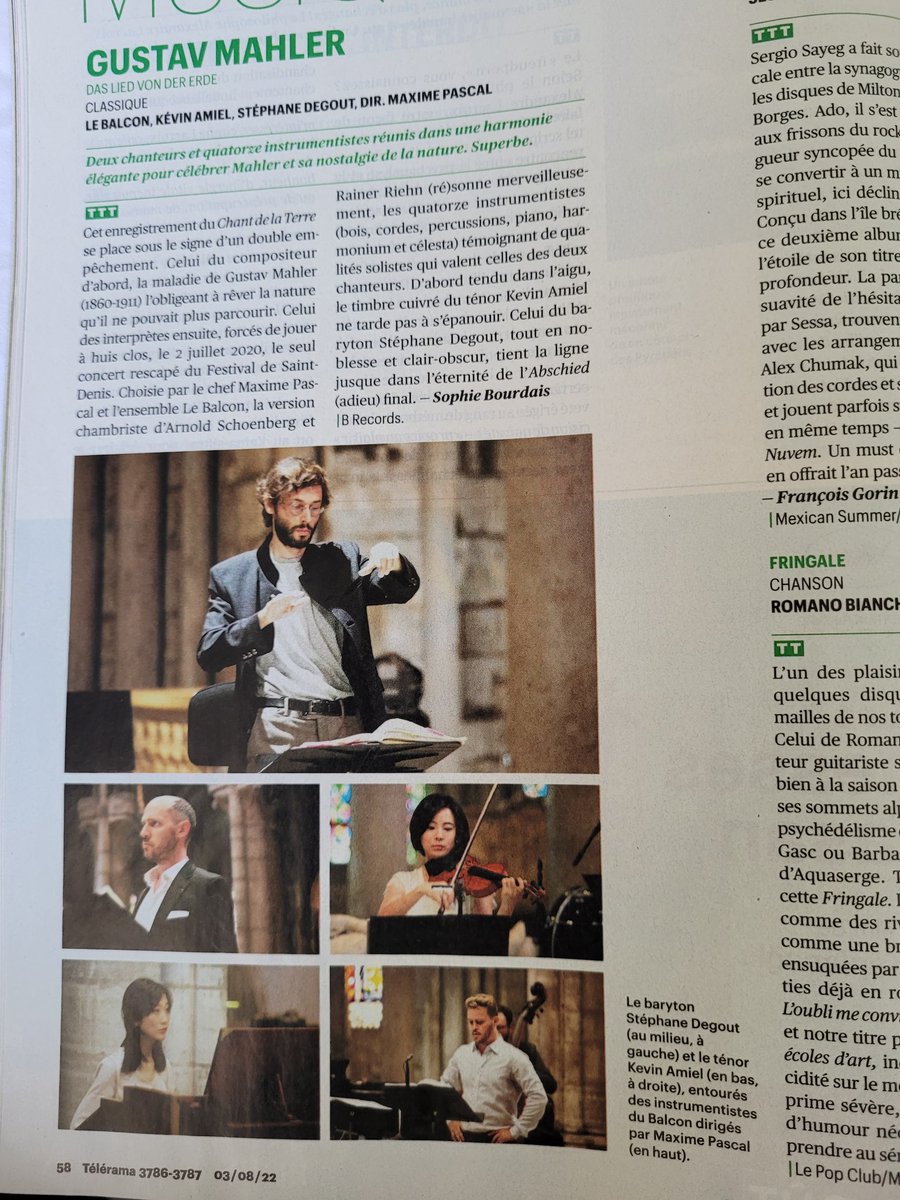 Le disque de la quinzaine : dans <a href="/Telerama/">Télérama</a> papier depuis mercredi 3 août, le beau Chant de la Terre de #Mahler donné sans public au @FEST_ST_DENIS 2020, avec <a href="/Le_Balcon/">Le Balcon</a>, <a href="/secherletemps/">Maxime Pascal</a>, <a href="/Stephdegout/">Stéphane Degout</a> et #KévinAmiel (chez @b_records_)