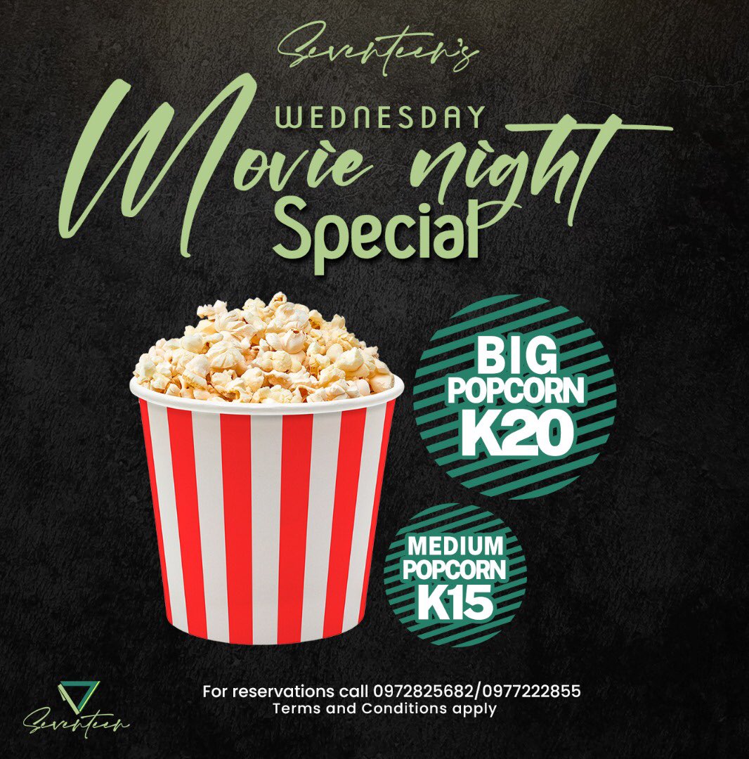 SeventeenZm's tweet photo. Everything’s butter & popcorn Today🍿🍿
Gather your friends & come live the moments you can’t put into words🍿😊
Only a few tickets remaining. Get yours now
For orders & reservations call us on +260963240420❤️
#theperfectplacetorelax https://t.co/Gw3vECnhMw