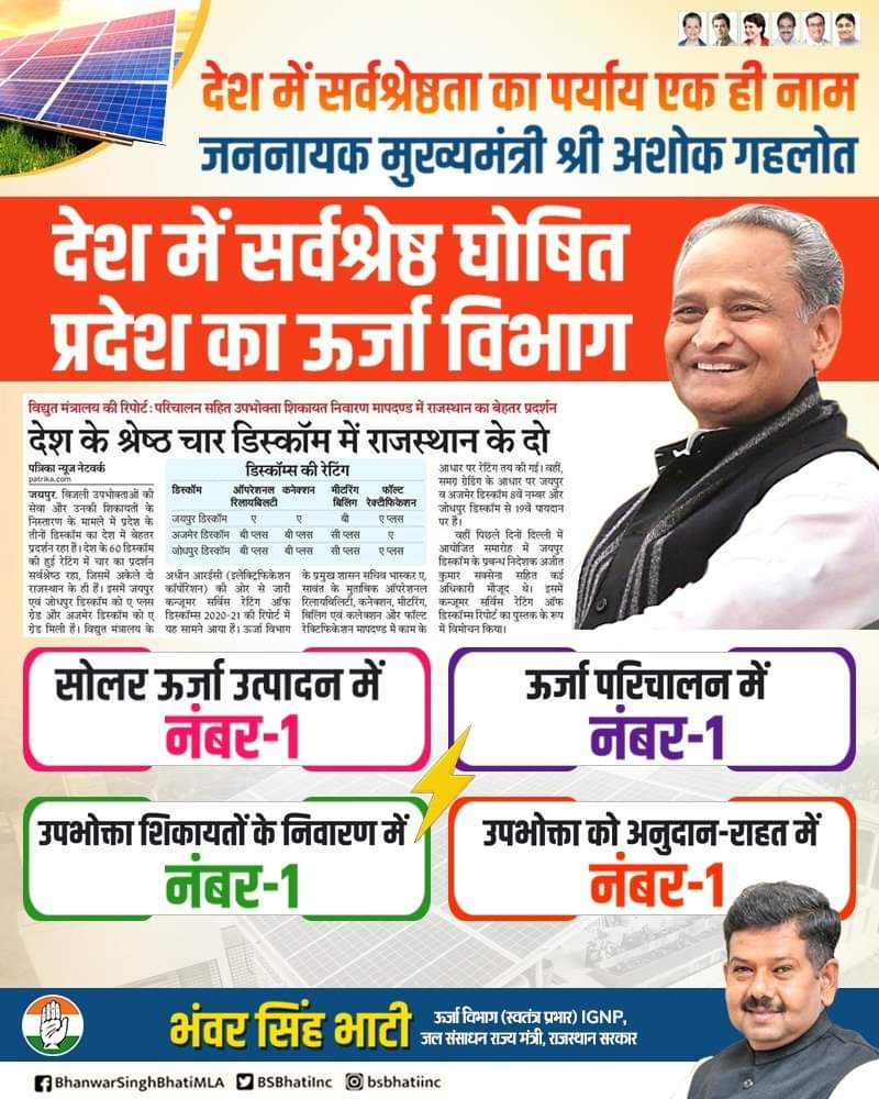 #ops_बिजली_निगमों_मे_बहाल_करो
जननायक #मुख्यमंत्रीजी, #ऊर्जामंत्रीजी ऊर्जाविभाग आपके सानिध्य में नये नये इतिहास रच रहा है फिर भी इसके कर्मचारी अभीतक आपकी कल्याणकारी घोषणा ops से वंचित है कृपा अपनी दयादृष्टि हम पर बनाये <a href="/ashokgehlot51/">Ashok Gehlot</a> <a href="/BSBhatiInc/">Bhanwar Singh Bhati</a> <a href="/RajCMO/">CMO Rajasthan</a> <a href="/RahulGandhi/">Rahul Gandhi</a> <a href="/SachinPilot/">Sachin Pilot</a>