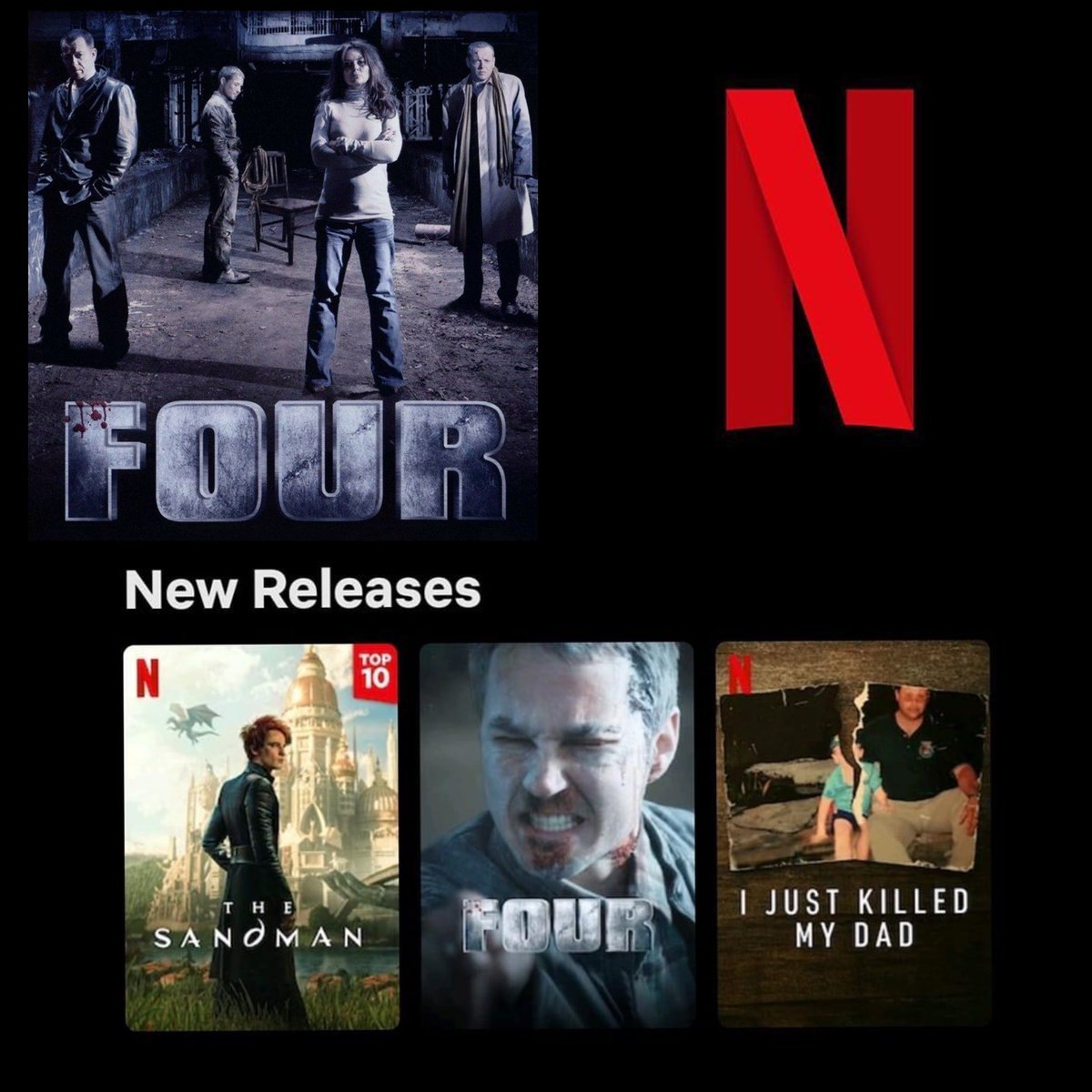 thecraigconway's tweet photo. IT'S HERE! 
'FOUR' is released today on Netflix. Starring: Martin Compston, Craig Conway,
Sean Pertwee and  Kierston Wareing. Produced by Raiomond Mirza Written by Paul Chronnell directed by John Langridge 
Hope you enjoy it. 
#fourthefilm #Netflix #SupportIndieFilm https://t.co/VfmwxrNdhQ