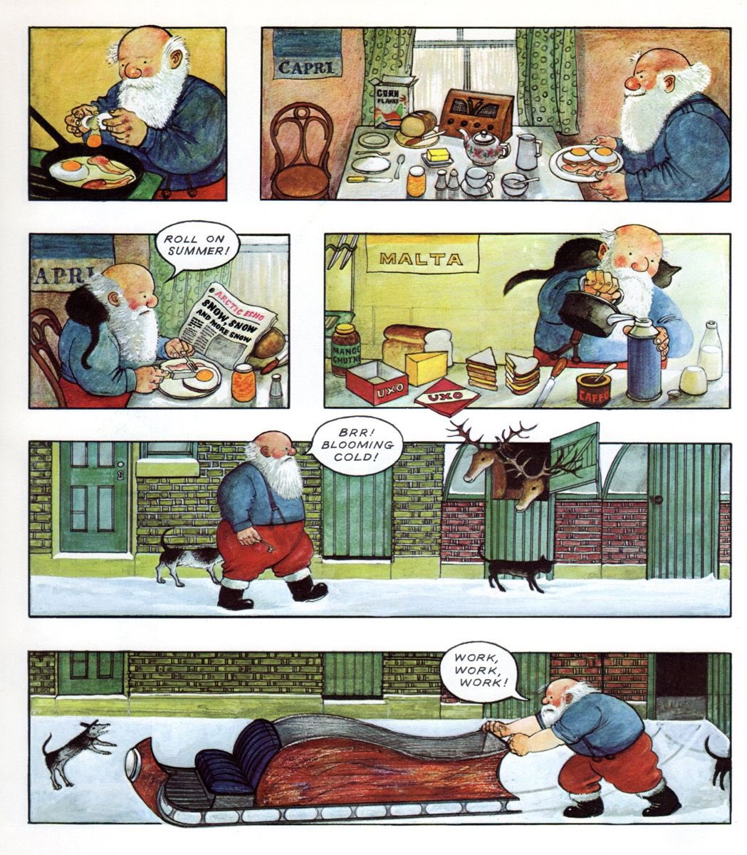 JimHowick's tweet image. The fry up was always my favourite page. RIP Raymond Briggs.