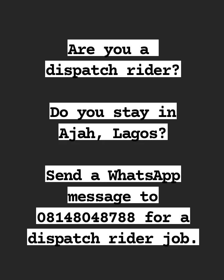 emmanuelbasy's tweet photo. #dispatchriderjobs https://t.co/d2gy3d1TcF