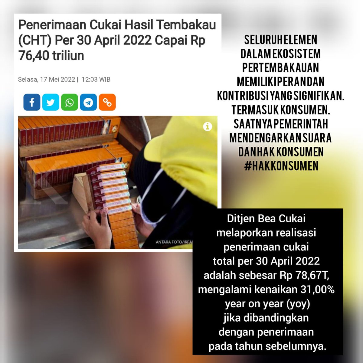 KancaneGP's tweet image. Konsumen produk olahan tembakau yang berkontribusi langsung atas pajak dan APBN saja jarang dan hampir tidak pernah dilibatkan dalam pengambilan kebijakan. 

@KonsumenPakta 
@amti_d19 
#hakkonsumen