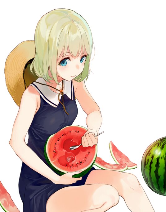 今年もたくさん食べてるので、昔描いたすいかの絵 