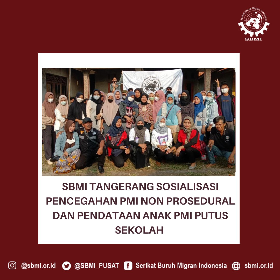SBMI TANGERANG SOSIALISASI PENCEGAHAN PMI NONPROSEDURAL DAN PENDATAAN ANAK PMI PUTUS SEKOLAH 

sbmi.or.id/sbmi-tangerang…