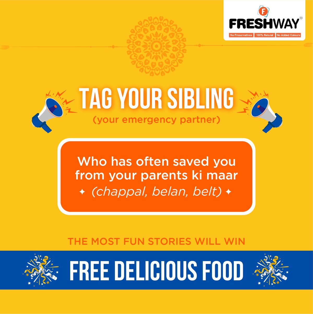 freshwayfood's tweet image. To participate follow the steps:
1. Tag &amp;amp; comment fun stories of your siblings saving you.
2. Follow us on fb &amp;amp; insta @freshwayfood

Contest Ends on 11/08/22

#FreshwayFoods #Freshway
#contest #contestalert #rakshabandhan2022 #rakshabandhan #rakshabandhancontest #giveaway