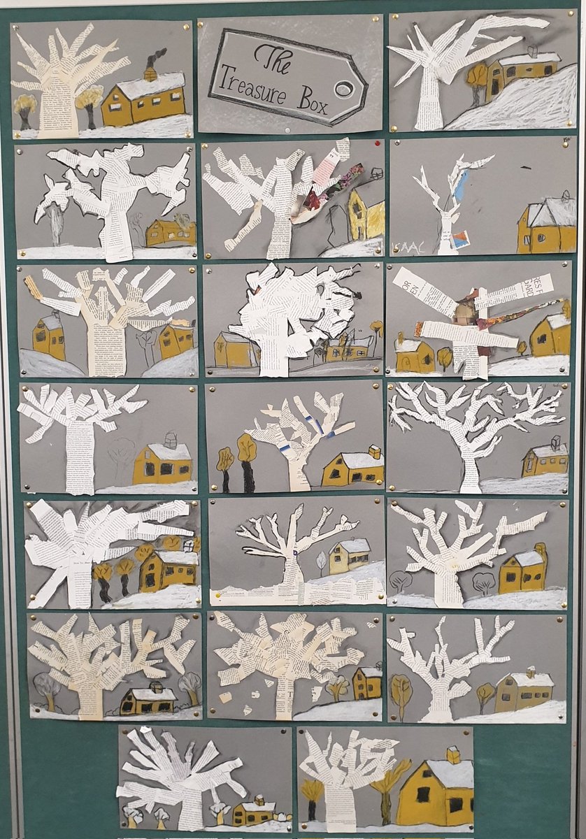 Just love these creations! S3 students loved the story and were excited to use charcoal!😍👏🌳🏠 <a href="/ThomasAcresPS/">ThomasAcresPS</a>