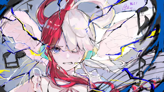 月弓さんの絵チャ、ワンピースのウタ↓ 