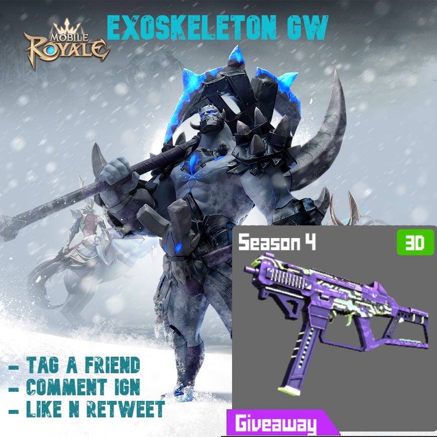 GobGobTurkey's tweet image. 🎉EXOSKELETON GIVEAWAY 🎉

Entry Requirements:
🥶 Comment Krunker IGN
🥶 Tag a homie
🥶 Like n Retweet

Additionally, only if you want, you can download Mobile Royale here: [Mobile Royale] Android Download: g.igg.com/BCxtHw

 🥳Giveaway ends in a few days. GOOD LUCK!! 🍀