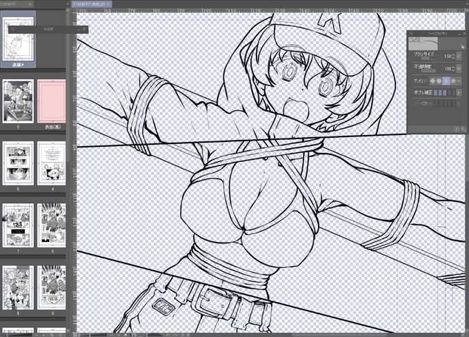 印刷屋さんに「4割増しでオンデマンドなら明日朝入稿でいいわよ」と言われたのでヨウコ魔女裁判本の表紙描いてる 