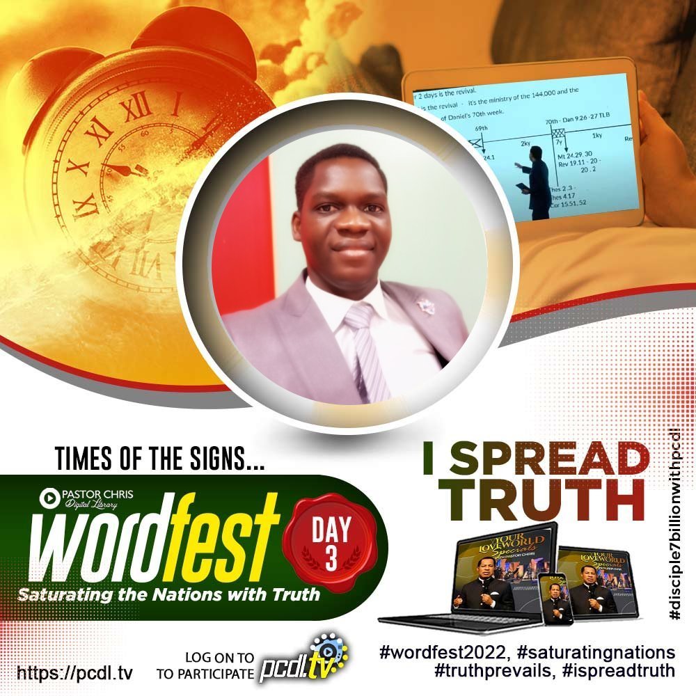 OYINBOLUWASEYI's tweet photo. Day 3! Wordfest 2022

TODAY'S TITLE: TIMES OF THE SIGNS

HOW TO PARTICIPATE
Kindly log on to  https://t.co/agTvXHn68n

Download the week 1 study guide and create your avatar.

#wordfest2022
#saturatingnations 
#truthprevials
#ispreadtruth https://t.co/ZhBpmUJOmG