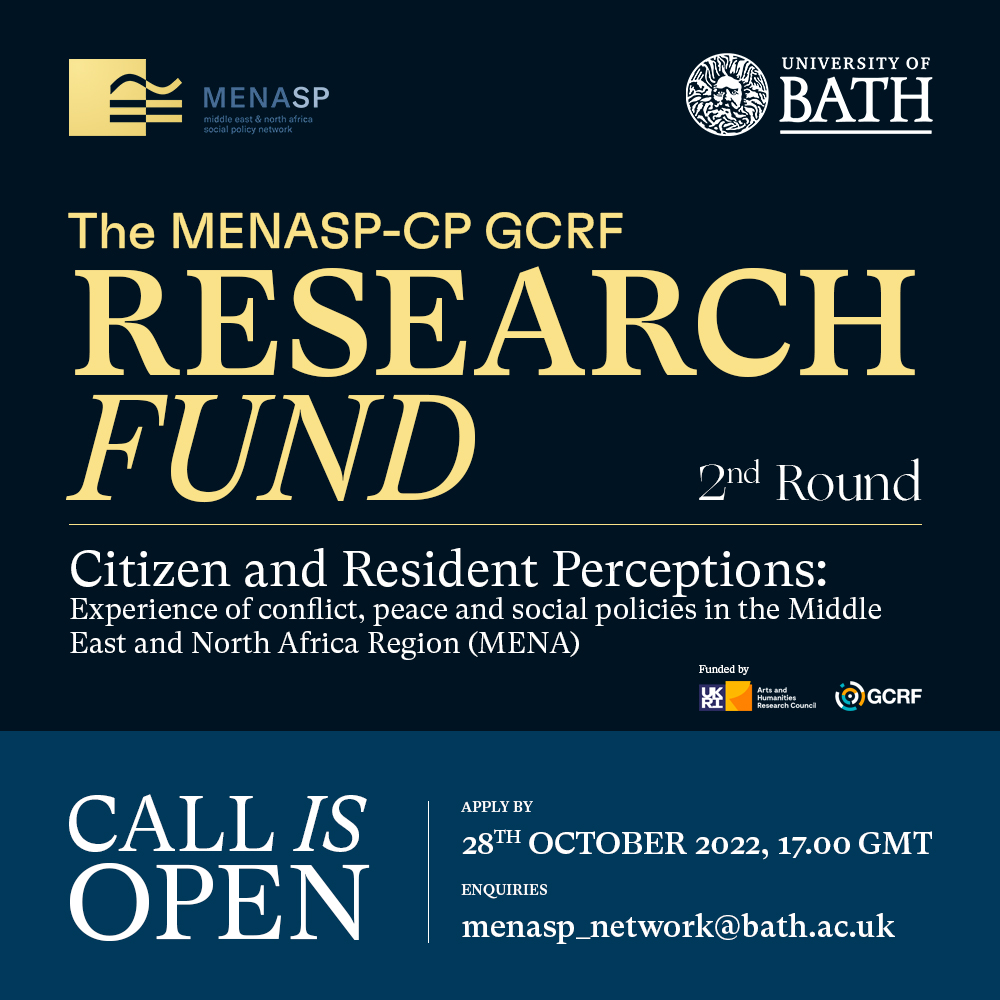 MENASP1's tweet photo. 📌 𝗧𝗵𝗲 𝗖𝗮𝗹𝗹 𝗶𝘀 𝗻𝗼𝘄 𝗼𝗽𝗲𝗻! 

We're happy to launch the CFP for our 2nd and final round of our MENASP-CP GCRF #ResearchGrants that are available between £𝟭𝟬,𝟬𝟬𝟬 – £𝟱𝟬,𝟬𝟬𝟬.

𝗗𝗲𝗮𝗱𝗹𝗶𝗻𝗲: 𝟮𝟴/10/𝟮𝟬𝟮𝟮, 𝟭𝟳.𝟬𝟬 𝗚𝗠𝗧.

https://t.co/EnX3T2j33z https://t.co/8vUL5aKU7b