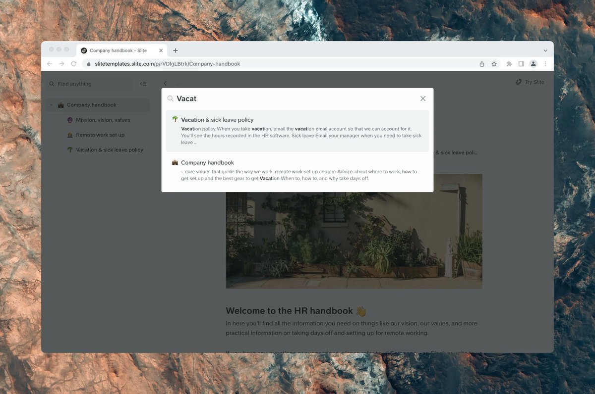 slitehq's tweet photo. By popular demand, we've added Search to Public Docs! Whether they're logged into a Slite account or not, visitors can click into the Search field in the sidebar, or use Command+K to launch a pop-up to search the shared Doc (and it's sub-docs). 🔥 https://t.co/VD3meehe4E